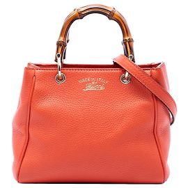 Borsa Gucci Mini Bamboo Shopper in pelle di vitello arancione Arancione