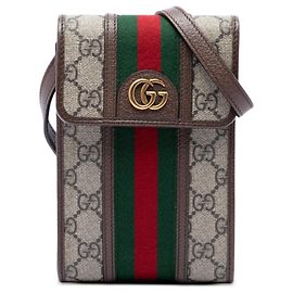 Gucci Mini Bolsa Tiracolo Ophidia Web GG Supreme Bege Bege