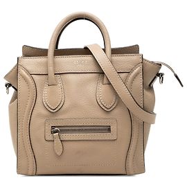 Céline Celine Beige Nano Leather Luggage Tote Beige