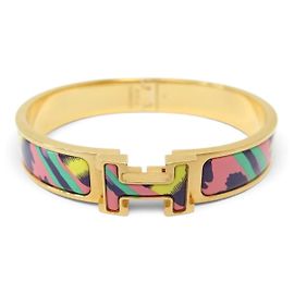 Hermès BRACELET HERMES CLIC H LE CHAT CARRE H700004FVF2GM EMAIL 17 CM STRAP BANGLE Multicolor