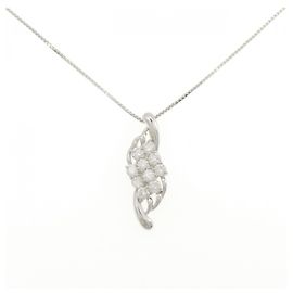 Autre Marque Pt900 Pt850 Diamond Necklace Silvery