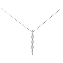 Autre Marque Collar Three Stone Diamond 2way Pt900 Pt850 Plata