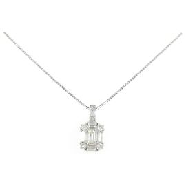 Autre Marque Pt900 Pt850 Diamond Necklace Silvery