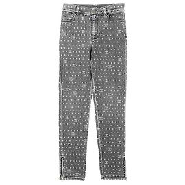 Vaqueros de denim elástico con logo signature dot Chanel Negro