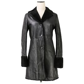 Jil Sander Shearling Long Coat Black