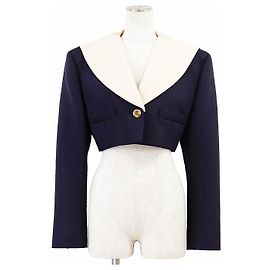 Giacca sartoriale Miu Miu in lana vergine Blu Crudo Blu navy