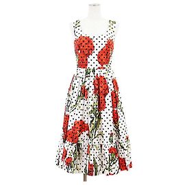 Dolce & Gabbana Dolce&Gabbana plissiertes Baumwollkleid Weiß Rot