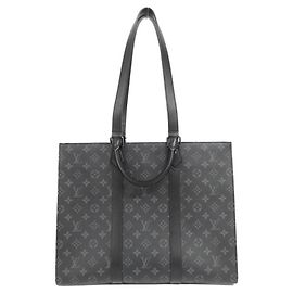 Louis Vuitton Monogram Eclipse Sac Plat 24H Bag Black Silvery