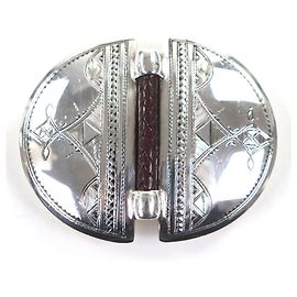 Hermès 925 Silver Leather Belt Silvery