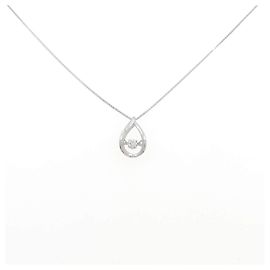 Autre Marque Colar de Ouro Branco K10 com Diamantes Prata