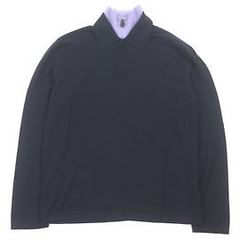 Hermès Malha de Cachemir Design Docking Half-Zip L Azul Roxo Azul marinho