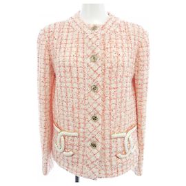 Chanel LOOK39 Collarless Jacket White Red