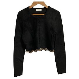 Autre Marque Sandro Rhinestone Button Cardigan Black