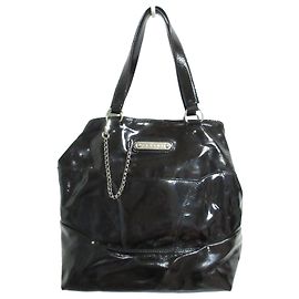 Céline Celine Enameled Chain Tote Bag Black