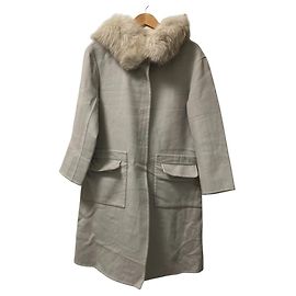 Autre Marque Cappotto lungo con cappuccio in cashmere e pelliccia di volpe FOXEY Marrone Altro