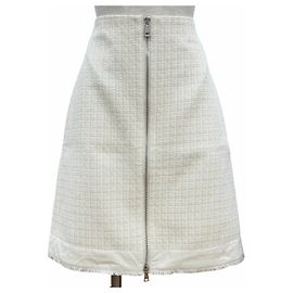 Moncler Tweed Cotton Skirt White Cream
