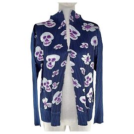 Issey Miyake PLEATS PLEASE Cardigan aus Polyester Blau Marineblau