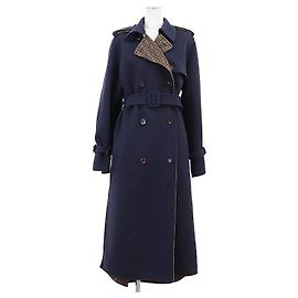 Casaco Fendi FF Zuccha Monogram em lã e seda Marrom Azul Azul marinho