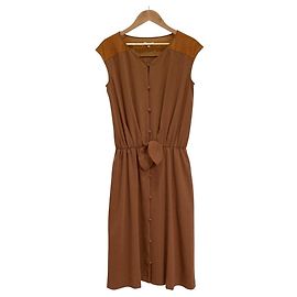 Autre Marque Vestido sin mangas fruncido con cinta Tocca Castaño
