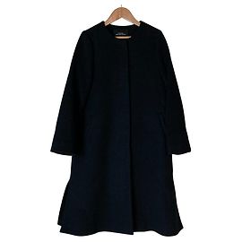 Autre Marque United Arrows Green Label Relaxing Angora Blend Wool Collarless Coat Black