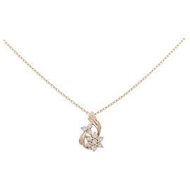 Autre Marque Collana Au750 Fiore e Diamanti Rosa