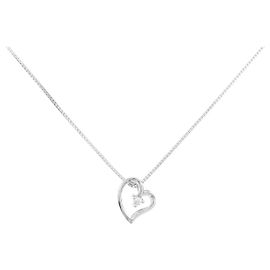 Autre Marque Collana Cuore con Diamanti Au750 Argento