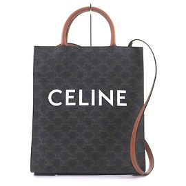 Céline CELINE Vertical hippopotamus Triomphe Canvas Tote Bag Brown Dark brown