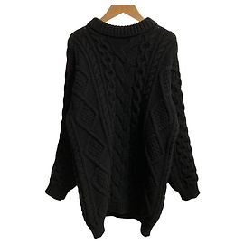 Céline Celine Aran Kabelstrick-Pullover aus Wolle und Kaschmir Schwarz