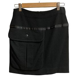 Chanel Big Pocket Cashmere Wool Skirt Black