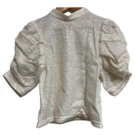Autre Marque Lily Brown Spangle Puff Sleeve Blouse White Eggshell
