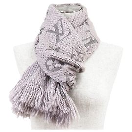 Louis Vuitton Echarpe Logomania Wool Silk Scarf Marron