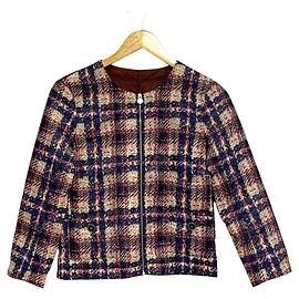 Chanel Tweed-Steppjacke Blau Andere