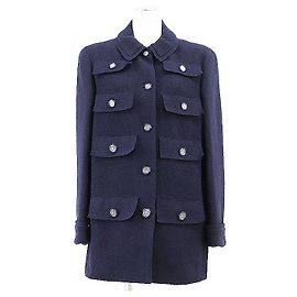 Giacca in tweed di cotone Chanel 20C P62626 Blu Blu navy