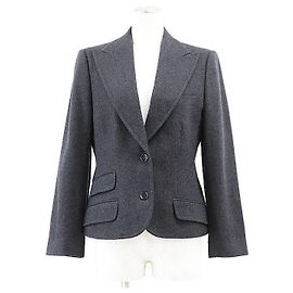 Dolce & Gabbana Casaco ajustado em flanela de lã Dolce&Gabbana Marrom Cinza antracite
