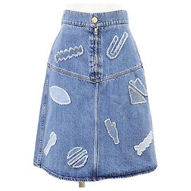Chanel Metiers d'Art Rocken aus Baumwolle mit Patchwork-Stickerei Blau