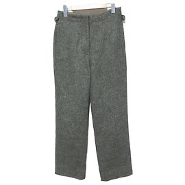 Autre Marque Pantalones rectos de tweed de cintura alta BACCA Verde Caqui