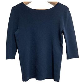 Autre Marque Sov. DOUBLE STANDARD CLOTHING Strick-Top mit halblangen Ärmeln Blau Marineblau