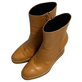 Céline Botas curtas de salto anabela em camurça Celine Marrom
