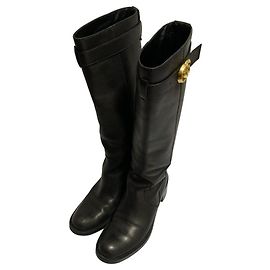 Botas longas Gucci GG Marmont em couro de bezerro Preto