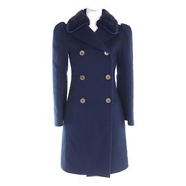 Casaco longo de pele de vison Fendi Azul Azul marinho
