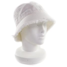 Chapéu Bucket em algodão com logótipo Prada bordado Branco