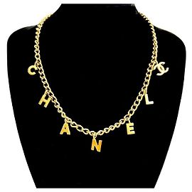 Chanel Coco Mark Logo Necklace Golden