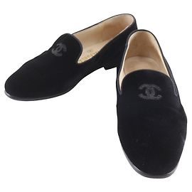 Mocasines de terciopelo Chanel Coco Mark Negro