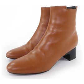 Botines cortos de cuero Hermès Demarche35.5 Castaño