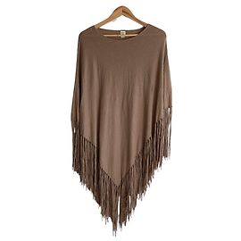 Autre Marque GOOD GRIEF! Fringe Knit Poncho Beige