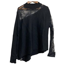 Autre Marque Pullover in maglia con ricamo in pizzo eimy istoire Nero