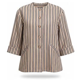 Autre Marque Veste rayée Manila Grace Beige Autre Bleu foncé