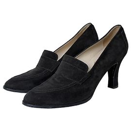 Chanel Dark Brown Suede Loafer Pumps Brown