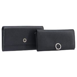 Bulgari BVLGARI Lange Geldbörse aus Leder 2 Set Schwarz Auth bs37356 Schwarz