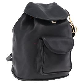 Christian Dior Rucksack aus Leder Schwarz Gold Auth 204161A Schwarz Golden